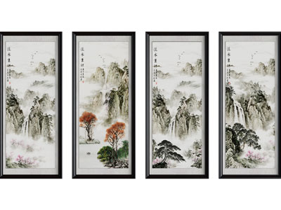新中式山水装饰挂画3d模型 新中式山水装饰挂画