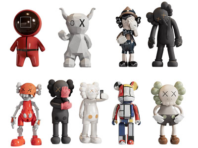 现代Kaws 暴力熊雕塑雕刻摆件组合3d模型 现代Kaws 暴力熊雕塑雕刻摆件组合
