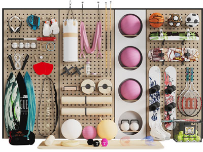 现代洞洞眼墙面收纳健身器材 墙饰