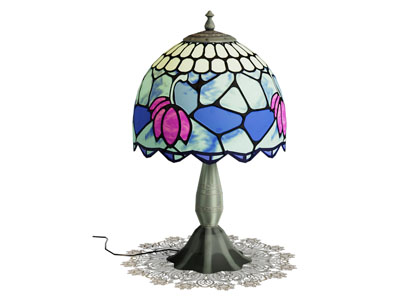 美式彩色琉璃灯罩的台灯