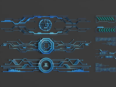 现代科技元素 线路板 电路线条墙饰