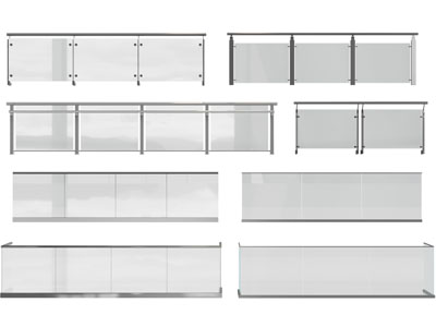 现代玻璃栏杆 护栏 围栏3d模型 现代玻璃栏杆 护栏 围栏