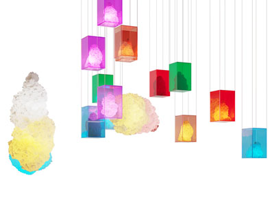 现代彩色方形玻璃艺术装置