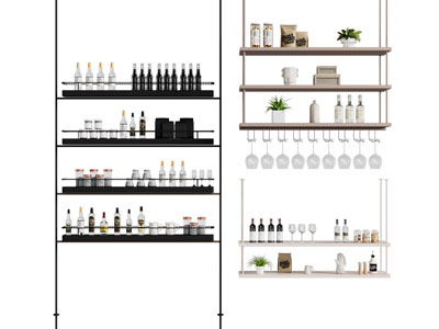 现代酒架 红酒酒杯3d模型 现代酒架 红酒酒杯