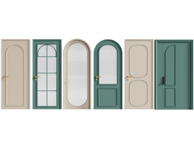 法式木门 平开门 玻璃门 子母入户门3d模型 法式木门 平开门 玻璃门 子母入户门