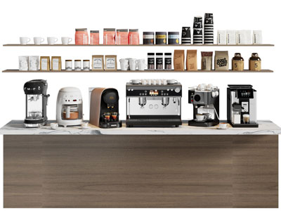 现代咖啡机 茶具杯子 厨房电器