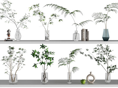 现代玻璃花瓶花卉摆件组合