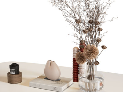 现代玻璃花瓶花卉 书本 香薰摆件组合