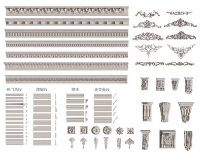 欧式雕花装饰构件 天花角线 腰线 踢脚线3d模型 欧式雕花装饰构件 天花角线 腰线 踢脚线