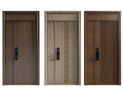 新中式智能密码锁子母入户门 平开门 防盗门3d模型 新中式智能密码锁子母入户门 平开门 防盗门