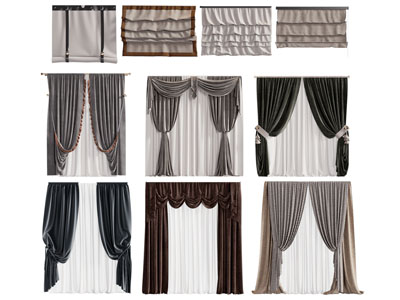 现代布帘 拉帘 窗帘窗纱 罗马帘3d模型 现代布帘 拉帘 窗帘窗纱 罗马帘