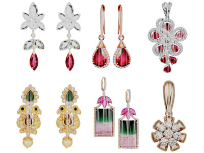 现代宝石耳环 珠宝首饰