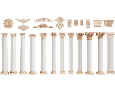 欧式雕花装饰构件 圆形罗马柱子3d模型 欧式雕花装饰构件 圆形罗马柱子