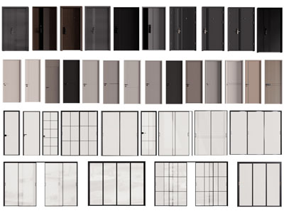 现代子母门 双开门 入户门 防盗门 玻璃门 推拉门 房门3d模型 现代子母门 双开门 入户门 防盗门 玻璃门 推拉门 房门