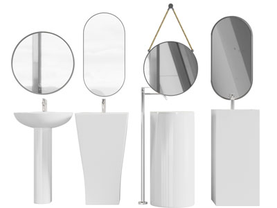 现代立式洗手台 镜子