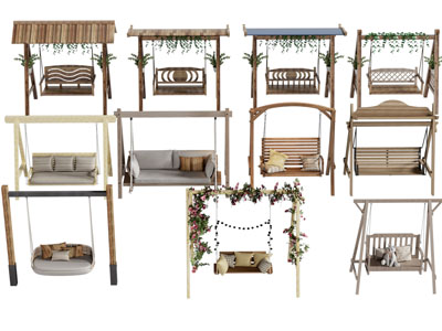 现代庭院实木秋千架 吊椅