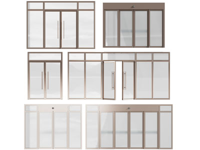 现代办公玻璃双开门 大门 平开门 感应门3d模型 现代办公玻璃双开门 大门 平开门 感应门