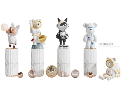 现代宇航员雕塑雕刻摆件组合3d模型 现代宇航员雕塑雕刻摆件组合