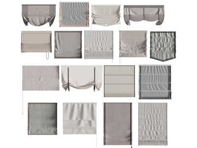 现代布艺窗帘 拉帘 罗马帘 布帘3d模型 现代布艺窗帘 拉帘 罗马帘 布帘