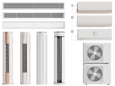 现代圆柱形 壁挂式空调 空调外机 出风口