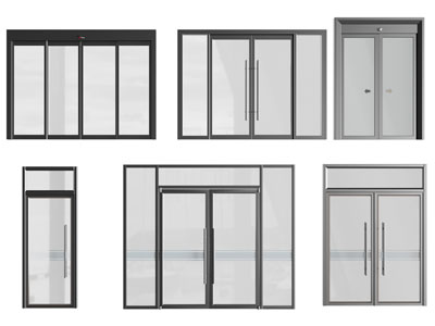 现代办公玻璃大门 双开门 感应门3d模型 现代办公玻璃大门 双开门 感应门