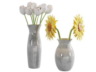 现代陶瓷花瓶花卉摆件组合