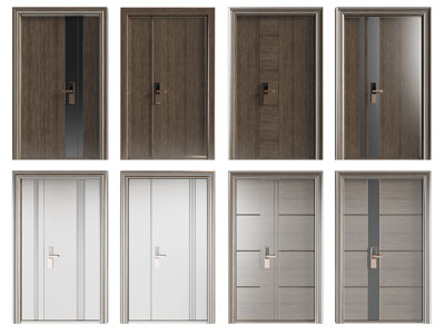 现代子母入户门 防盗门 大门 平开门 双开门3d模型 现代子母入户门 防盗门 大门 平开门 双开门