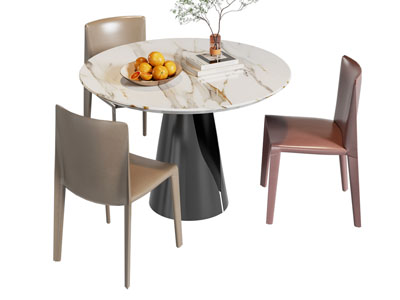 现代圆形大理石餐桌椅组合