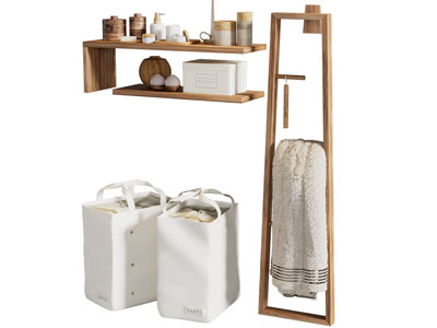 北欧实木毛巾架 洗漱用品置物架 卫浴柜架