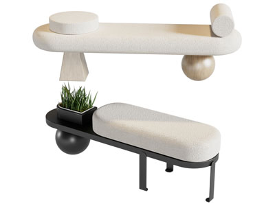 现代奶油风景观沙发凳子