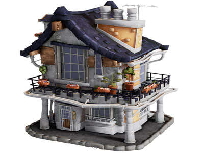 现代游戏场景卡通房子