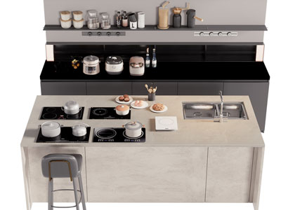 现代厨房中岛台 整体橱柜