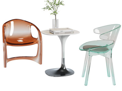 现代亚克力休闲椅子 边几