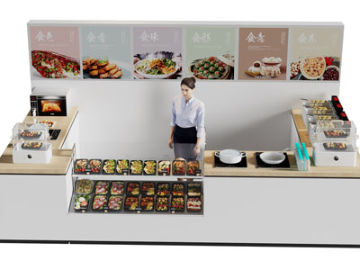 现代点餐台 快餐店 炒菜食物