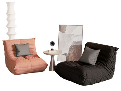 现代懒人沙发 边几 落地灯