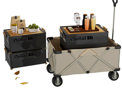 现代营地小拉车 露营用品 水果食物饮料