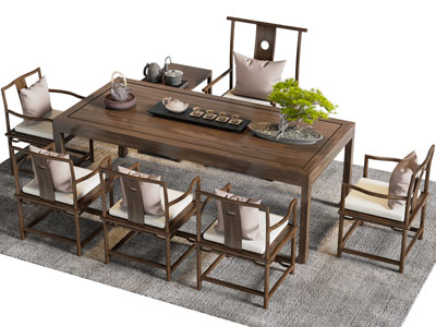 新中式实木茶桌椅组合