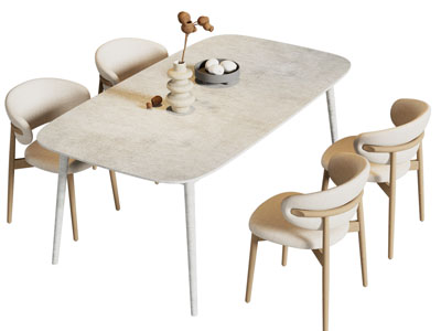 现代长方形餐桌椅组合