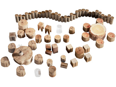 现代实木木桩茶几茶凳子