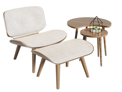 北欧休闲椅子 脚踏 边几角几