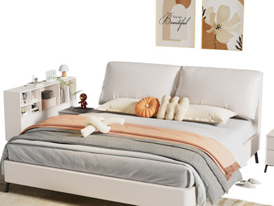 现代双人床 床头柜