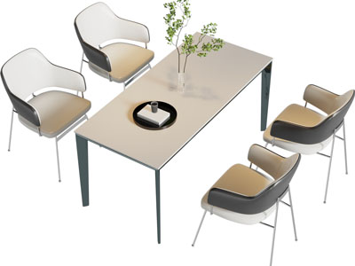 现代长方形餐桌椅组合