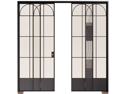 法式玻璃推拉门3d模型 法式玻璃推拉门