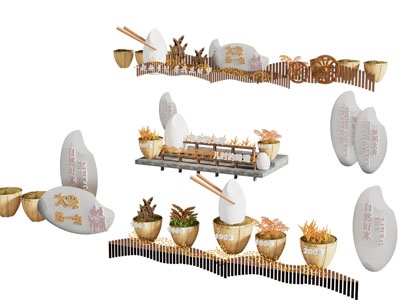 新中式粮食雕塑雕刻小品 美陈3d模型 新中式粮食雕塑雕刻小品 美陈