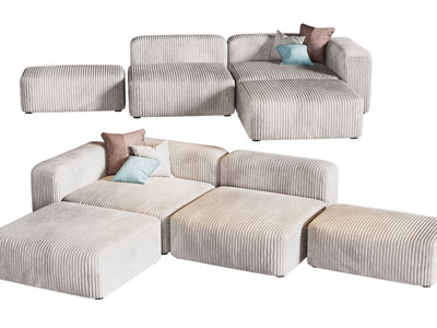 现代转角多人沙发