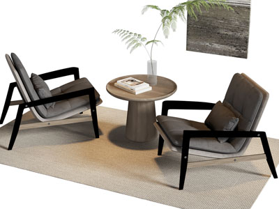 现代休闲椅子 边几