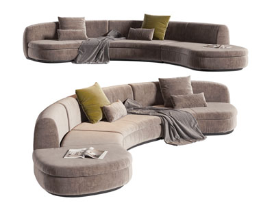 现代弧形多人沙发