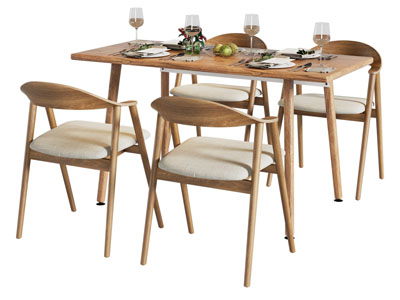 北欧实木长方形餐桌椅组合