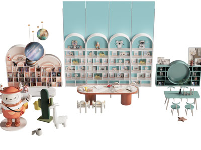 现代儿童书柜 儿童桌椅组合