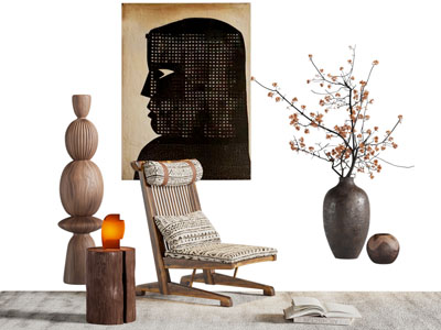 侘寂风休闲椅子 装饰挂画 边几